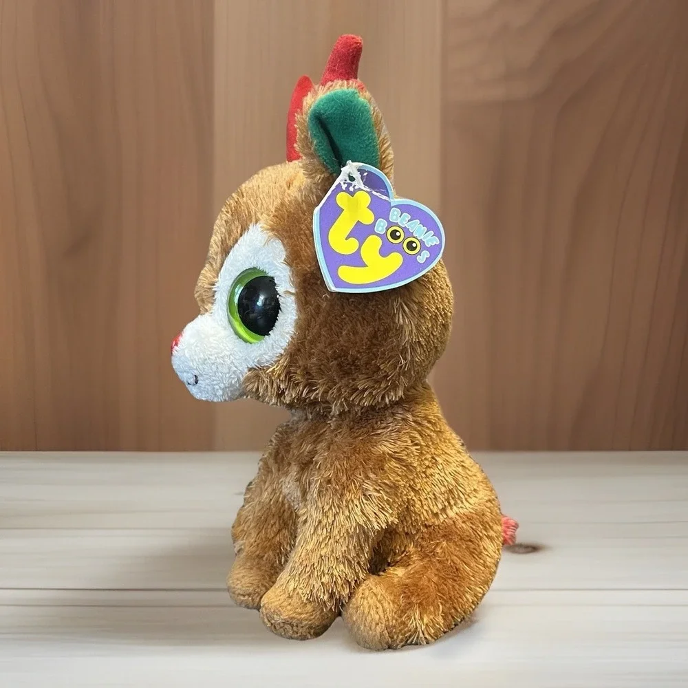 Ty Beanie Boos COMET THE REINDEER Solid Eyes 6